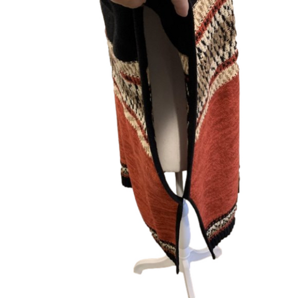 Sweater pullover shawl, cowl neck line, Red & Blue tight weave, open arm Med/ Lg - Picture 4 of 6